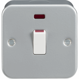 Metal Clad Range - Knightsbridge Silver/Grey Metal Clad 20A 1G DP Switch with Neon (M8341N)