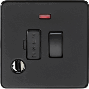 ML Accessories - Knightsbridge Matt Black 13A Switched Fused Spur with Neon and Flex Outlet (SF6300FMBB)