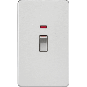 Knightsbridge Screwless Brushed Chrome 45A DP Switch with Neon (2G size)