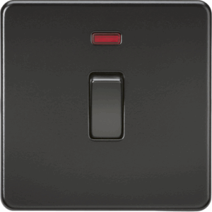ML Accessories - Knightsbridge Screwless Matt Black 20A 1G DP Switch with Neon (SF8341NMBB)