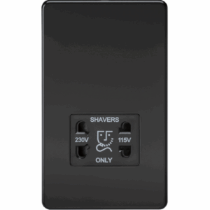 Knightsbridge Matt Black 115V/230V Dual Voltage Shaver Socket with Insert