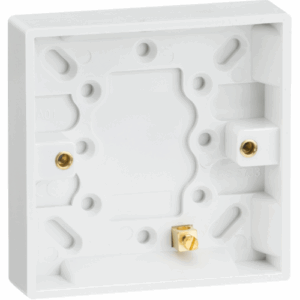 ML Accessories - Knightsbridge White Single 16mm Pattress Box with Earth Terminal (SN1300)