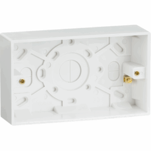 ML Accessories - Knightsbridge White Double 35mm Pattress Box with Earth Terminal (SN1800)
