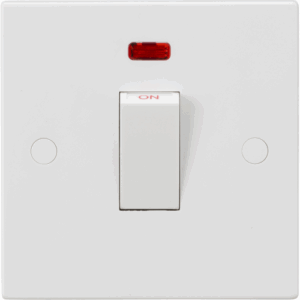 ML Accessories - Knightsbridge White 45A DP Switch with Neon (1G size) Rocker (SN8331NW)
