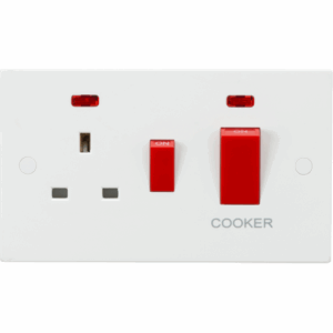 ML Accessories - Knightsbridge White 45A DP Switch & 13A Socket with Neonss (SN8333N)