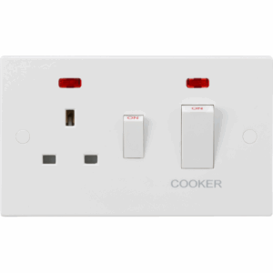 ML Accessories - Knightsbridge White 45A DP Switch & 13A Socket with Neons Rockers (SN8333NW)