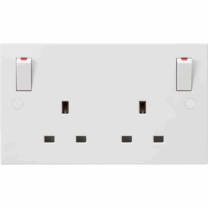 ML Accessories - Knightsbridge White 13A 2G DP Switched Socket with Twin Earths and Outboard Rockers (SN9001)