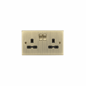 ML Accessories - Knightsbridge Antique Brass 13A 2G DP Switched Socket with Twin Earths with Insert (CS9AB)