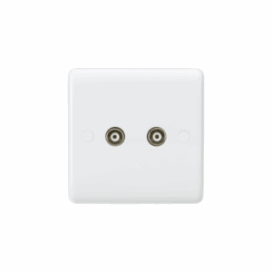 Curved Edge - Knightsbridge White Twin TV Outlet (non-isolated) (CU0110)