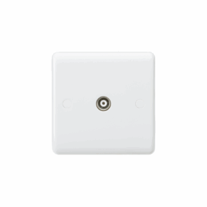 ML Accessories - Knightsbridge White Curved Edge TV Outlet (isolated) (CU0120)
