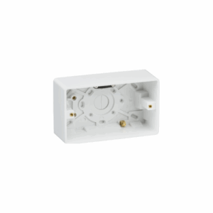 Curved Edge - Knightsbridge White Double 47mm Pattress Box with Earth Terminal and Cable Strain Relief (CU1600)