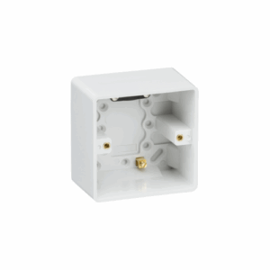 Curved Edge - Knightsbridge White Single 47mm Pattress Box with Earth Terminal and Cable Strain Relief (CU1610)