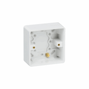 ML Accessories - Knightsbridge White Curved Edge Single 35mm Pattress Box with Earth Terminal (CU1700)