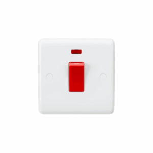 ML Accessories - Knightsbridge White Curved Edge 45A DP Switch with Neon (1G size) (CU8331N)