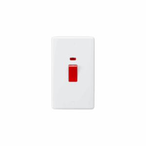 ML Accessories - Knightsbridge White Curved Edge 45A DP Switch with Neon (2G size) (CU8332N)