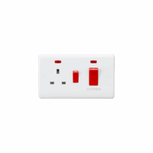 Curved Edge - Knightsbridge White 45A DP Switch & 13A Socket with Neons (CU8333N)