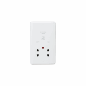 ML Accessories - Knightsbridge White Curved Edge 115/230V Dual Voltage Shaver Socket with Neon (CU8900N)