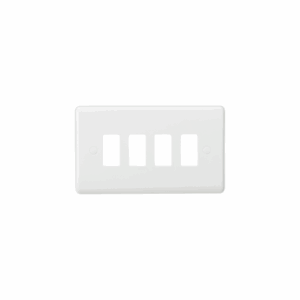 Curved Edge - Knightsbridge White 4G Grid Faceplate (CUG4)