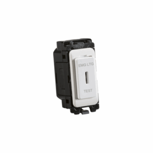 Curved Edge - Knightsbridge White 20AX 2-way SP Key Switch Module Laser printed EMG LTG TEST (CUGM9)