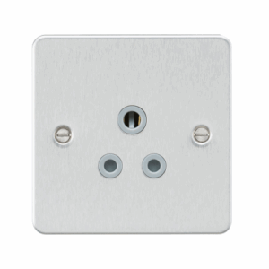 ML Accessories - Knightsbridge Flat Plate Brushed Chrome 5A Unswitched Socket Grey Insert (FP5ABCG)