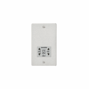 ML Accessories - Knightsbridge Flat Plate Brushed Chrome 115/230V Dual Voltage Shaver Socket Grey Insert (FP8900BCG)