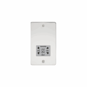 ML Accessories - Knightsbridge Flat Plate Polished Chrome 115/230V Dual Voltage Shaver Socket Grey Insert (FP8900PCG)