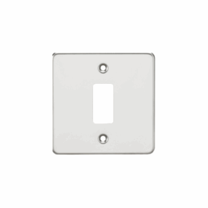 Grid Wiring Accessories - Knightsbridge Polished Chrome Flat plate 1G grid faceplate (GDFP001PC)