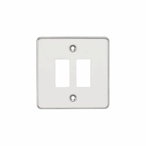 Grid Wiring Accessories - Knightsbridge Polished Chrome Flat plate 2G grid faceplate (GDFP002PC)