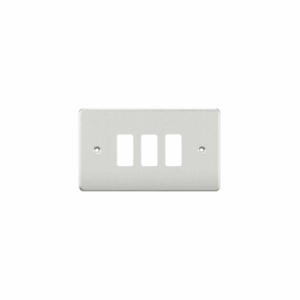 Grid Wiring Accessories - Knightsbridge Brushed Chrome Flat plate 3G grid faceplate (GDFP003BC)