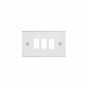 Grid Wiring Accessories - Knightsbridge Polished Chrome Flat plate 3G grid faceplate (GDFP003PC)
