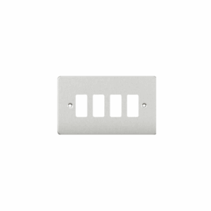 Grid Wiring Accessories - Knightsbridge Brushed Chrome Flat plate 4G grid faceplate (GDFP004BC)