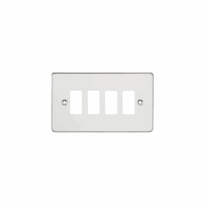 Grid Wiring Accessories - Knightsbridge Polished Chrome Flat plate 4G grid faceplate (GDFP004PC)