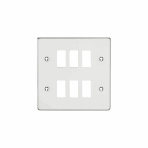 Grid Wiring Accessories - Knightsbridge Polished Chrome Flat plate 6G grid faceplate (GDFP006PC)