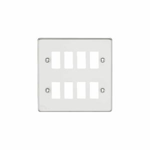 Grid Wiring Accessories - Knightsbridge Polished Chrome Flat plate 8G grid faceplate (GDFP008PC)