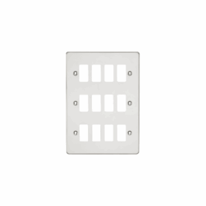 Grid Wiring Accessories - Knightsbridge Polished Chrome Flat plate 12G grid faceplate (GDFP012PC)