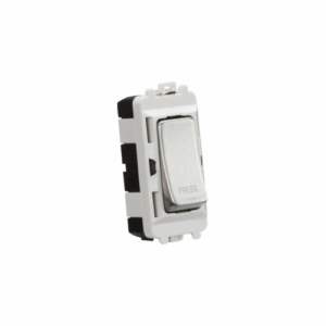 Grid Wiring Accessories - Knightsbridge Brushed Chrome 20AX 2 way retractive SP module (marked PRESS) (GDM006BC)