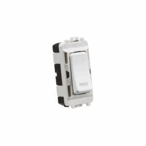 Grid Wiring Accessories - Knightsbridge Matt White 20AX 2 way retractive SP module (marked PRESS) (GDM006MW)