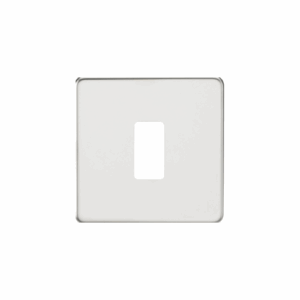 Grid Wiring Accessories - Knightsbridge Polished Chrome Screwless 1G grid faceplate (GDSF001PC)