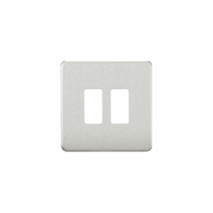Grid Wiring Accessories - Knightsbridge Brushed Chrome Screwless 2G grid faceplate (GDSF002BC)