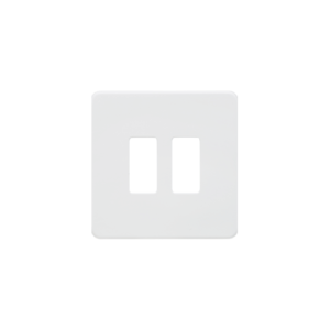 Grid Wiring Accessories - Knightsbridge Matt White Screwless 2G grid faceplate (GDSF002MW)