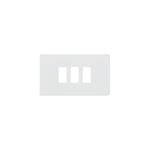 Grid Wiring Accessories - Knightsbridge Matt White Screwless 3G grid faceplate (GDSF003MW)