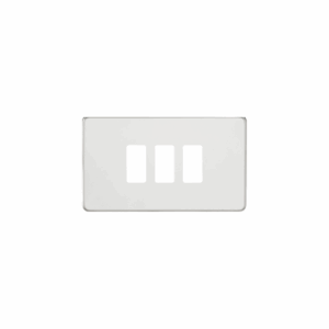 Grid Wiring Accessories - Knightsbridge Polished Chrome Screwless 3G grid faceplate (GDSF003PC)