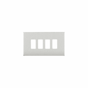 Grid Wiring Accessories - Knightsbridge Brushed Chrome Screwless 4G grid faceplate (GDSF004BC)