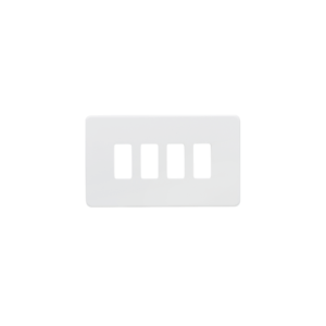 Grid Wiring Accessories - Knightsbridge Matt White Screwless 4G grid faceplate (GDSF004MW)
