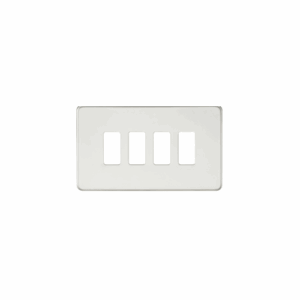 Grid Wiring Accessories - Knightsbridge Polished Chrome Screwless 4G grid faceplate (GDSF004PC)
