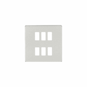 Grid Wiring Accessories - Knightsbridge Brushed Chrome Screwless 6G grid faceplate (GDSF006BC)