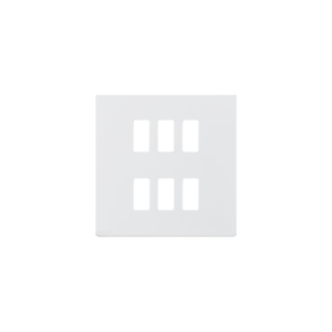 Grid Wiring Accessories - Knightsbridge Matt White Screwless 6G grid faceplate (GDSF006MW)