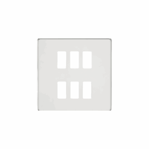 Grid Wiring Accessories - Knightsbridge Polished Chrome Screwless 6G grid faceplate (GDSF006PC)