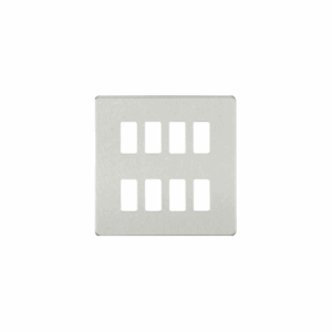 Grid Wiring Accessories - Knightsbridge Brushed Chrome Screwless 8G grid faceplate (GDSF008BC)