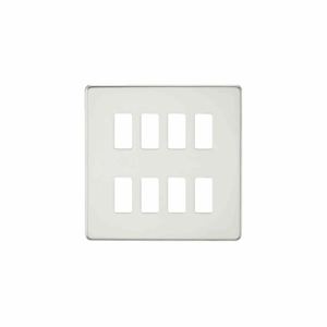 Grid Wiring Accessories - Knightsbridge Polished Chrome Screwless 8G grid faceplate (GDSF008PC)